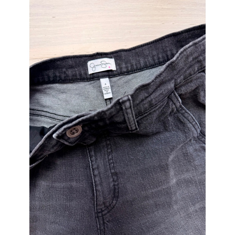 Jessica Simpson Black Cargo Jeans Women Size 4 Wide Leg Utility Denim Pants Y2K - Picture 2 of 5